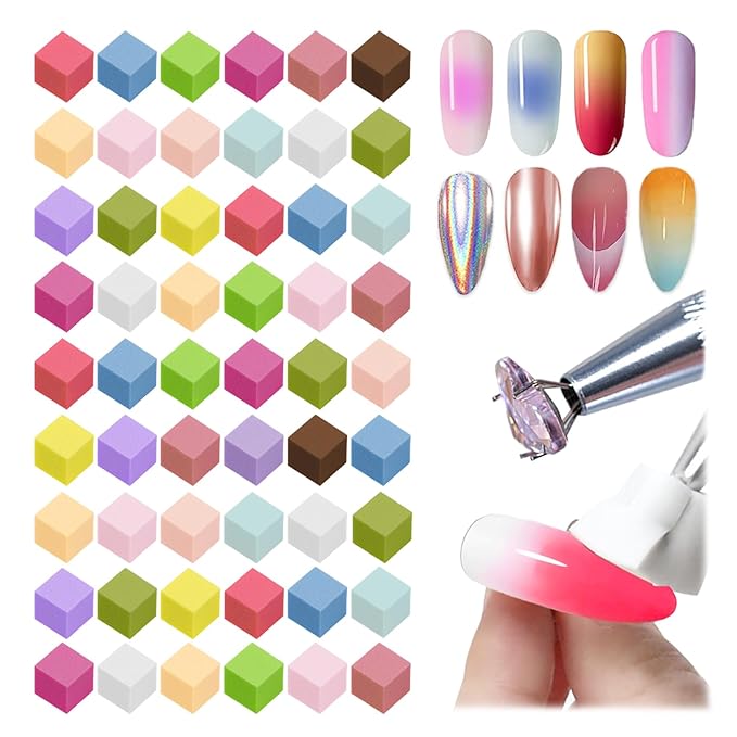 150 PCS Nail Sponges For Ombre Nail Art Supplies Brushes Design Tools Nail Tech Must Haves Accessories With 1 PCS Grab Pen for Salon And Home (Colorful, Medium Pack)