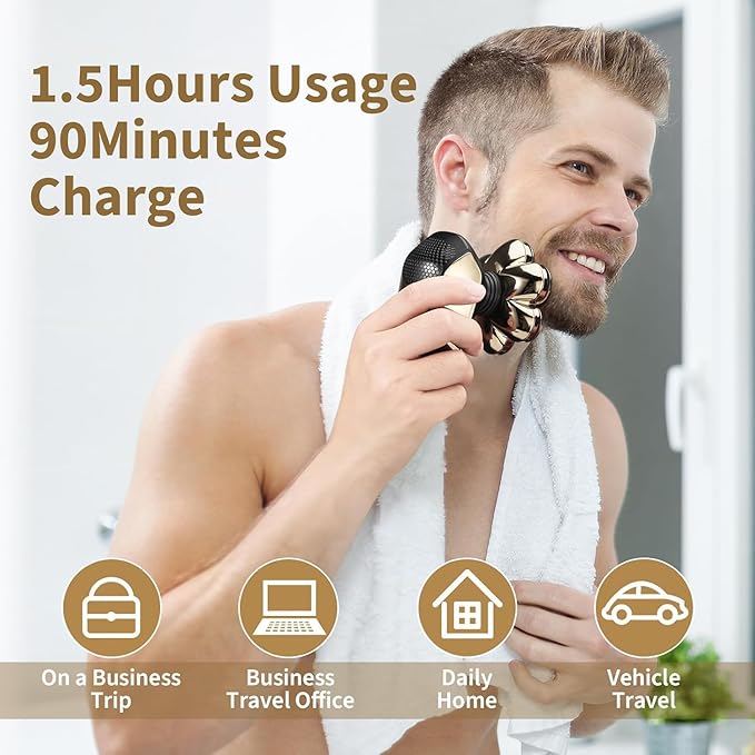 SHPAVVER Head Shavers for Bald Men: 5-in-1 Electric Razor - IPX7 Waterproof Shaving Grooming Kit for Balder - Turbo Speed & Precision Blades (Little Gold)