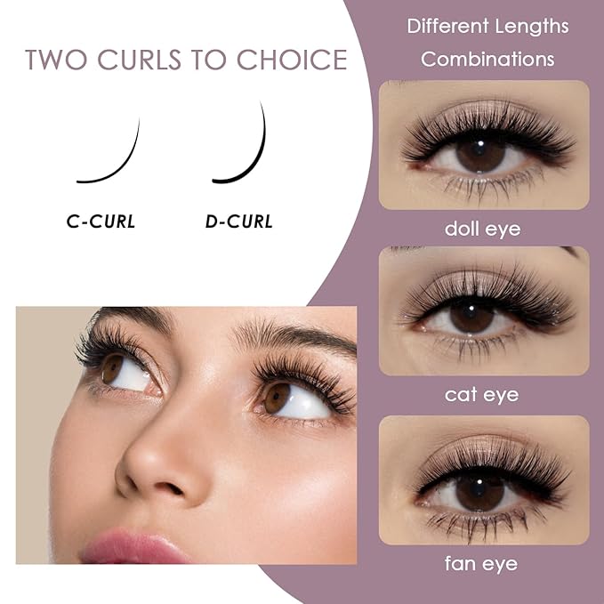 Lash Clusters 144 Pcs Individual Lashes DIY Eyelash Extensions 10-16mm Length Soft Natural False Eyelashes Thin Band Lash Extension Kit for Makeup at Home - OP17