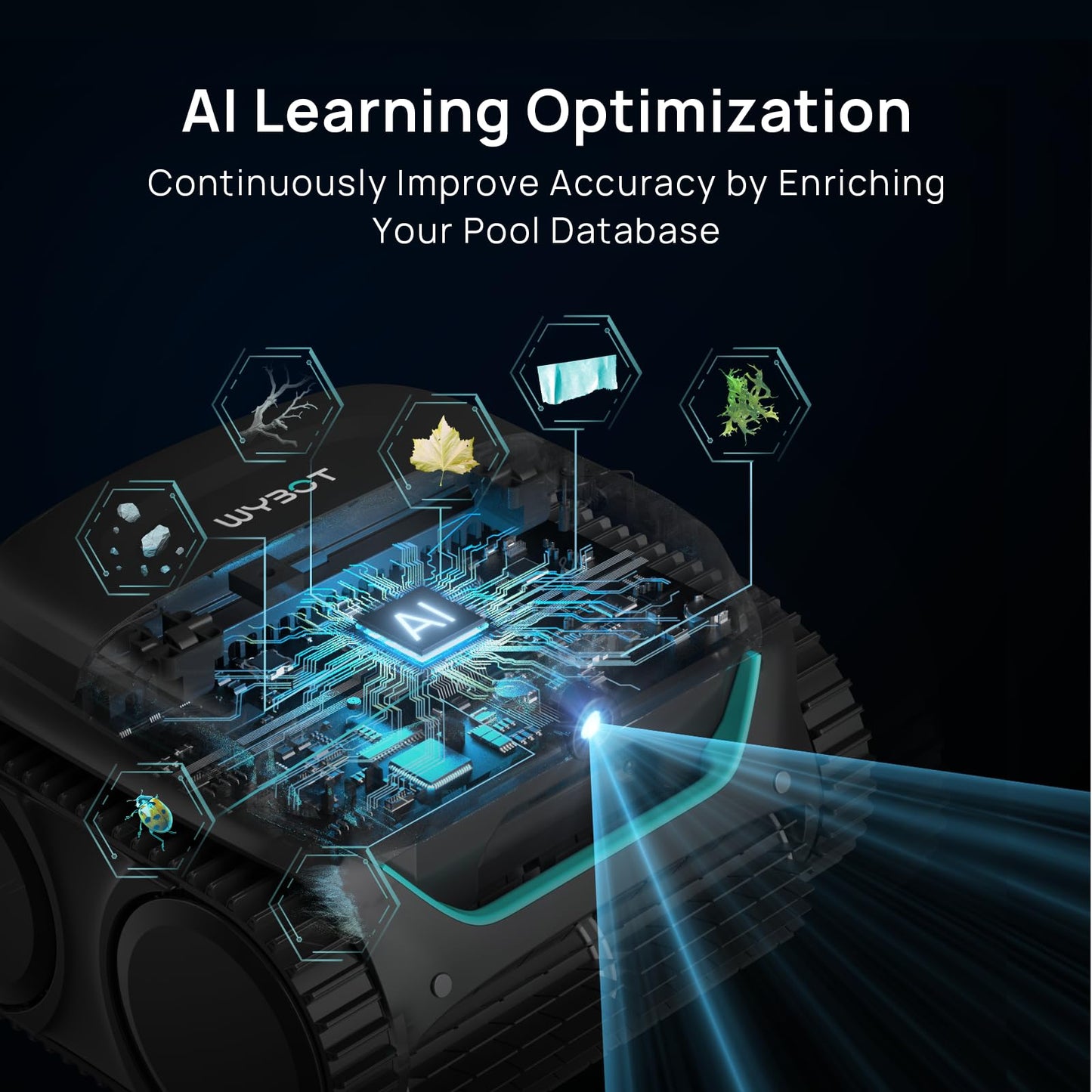 (2026 Upgrade) WYBOT C2 Vision AI Camera Cordless Pool Cleaner Robot for Inground Pools, 8 Mode Robotic Pool Cleaner, Utra-fine Filtration, Powerful Suction, Wall Climbing, Waterline Cleaning, Black