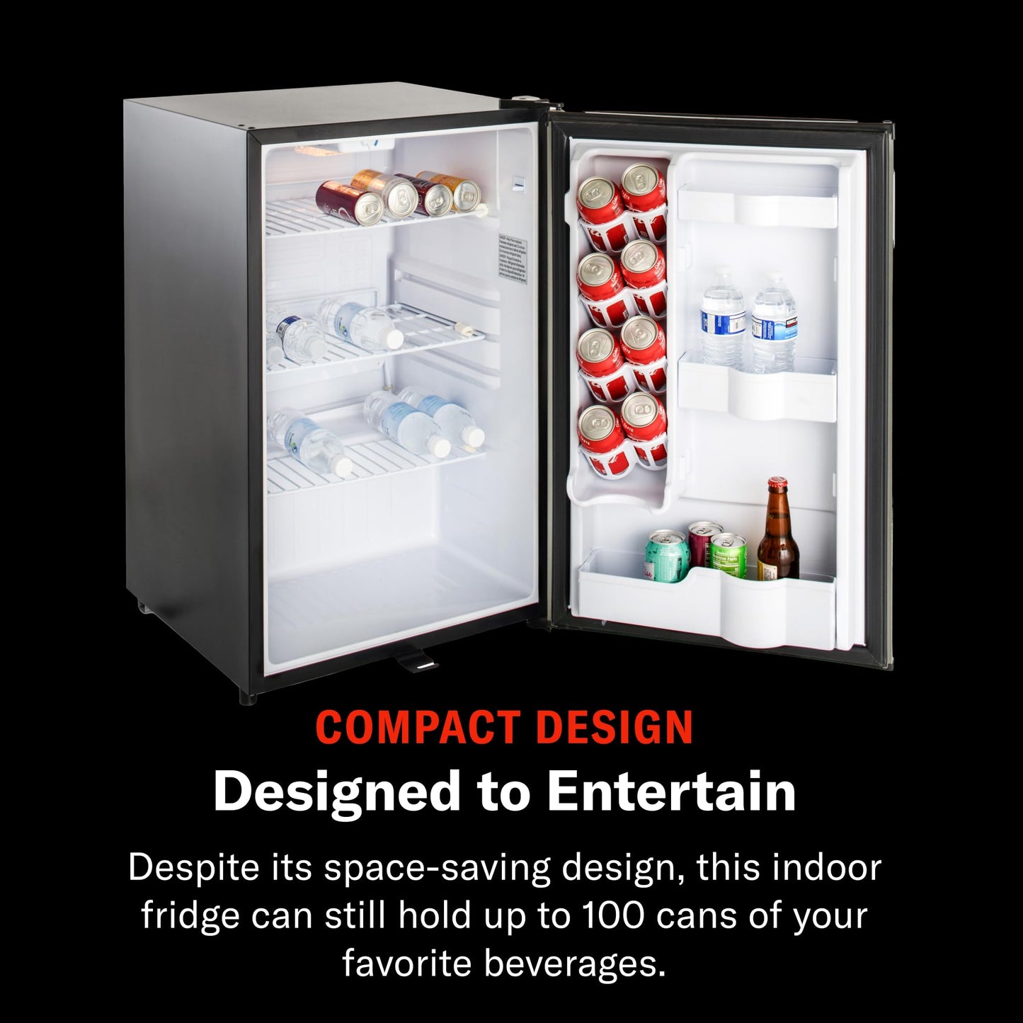 Blaze 20‑Inch Outdoor Rated Compact Refrigerator | 4.4 Cu Ft Stainless Steel Fridge with LED Lighting, Dial Thermostat, Reversible Door & Recessed Handle | BLZ‑SSRF‑126