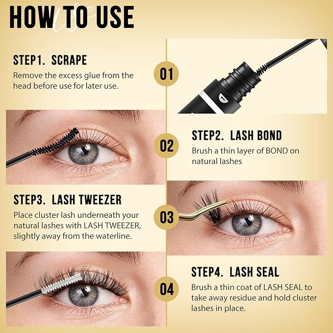 QUEWEL Lash Clusters 320Pcs Cluster Lashes 50D C Curl Lash Cluster Eyelash Extensions Mix12-18mm Individual Eyelashes Clusters Wispy Lash Clusters Thin Band Soft to Use at Home(50D C Mix12-18)