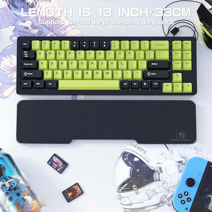 SELORSS Acrylic Keyboard Wrist Rest - Compact 60% Keyboard- Mechanical Keyboards Ergonomic Palm Rest for Computer Keyboard,Anti-Slip Base,Wrist Pad for Laptop,Office & Home-Easy Typing (Black)