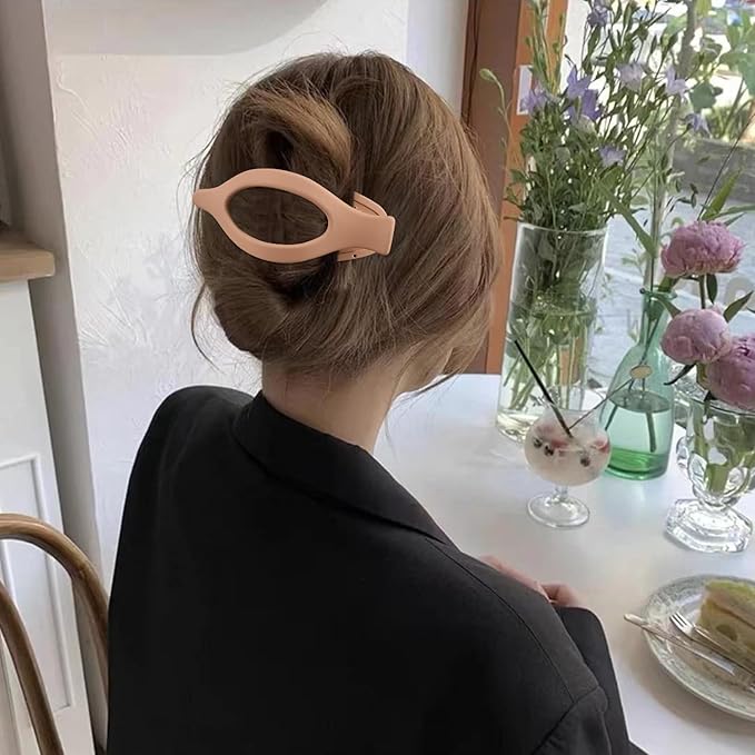 Flat Hair Clips for Women - Pink Lay Flat Claw Clips for Thin and Thick Hair - 3Pcs French Concord Large Matte Jaw Clips - Hair Clamps Accessories