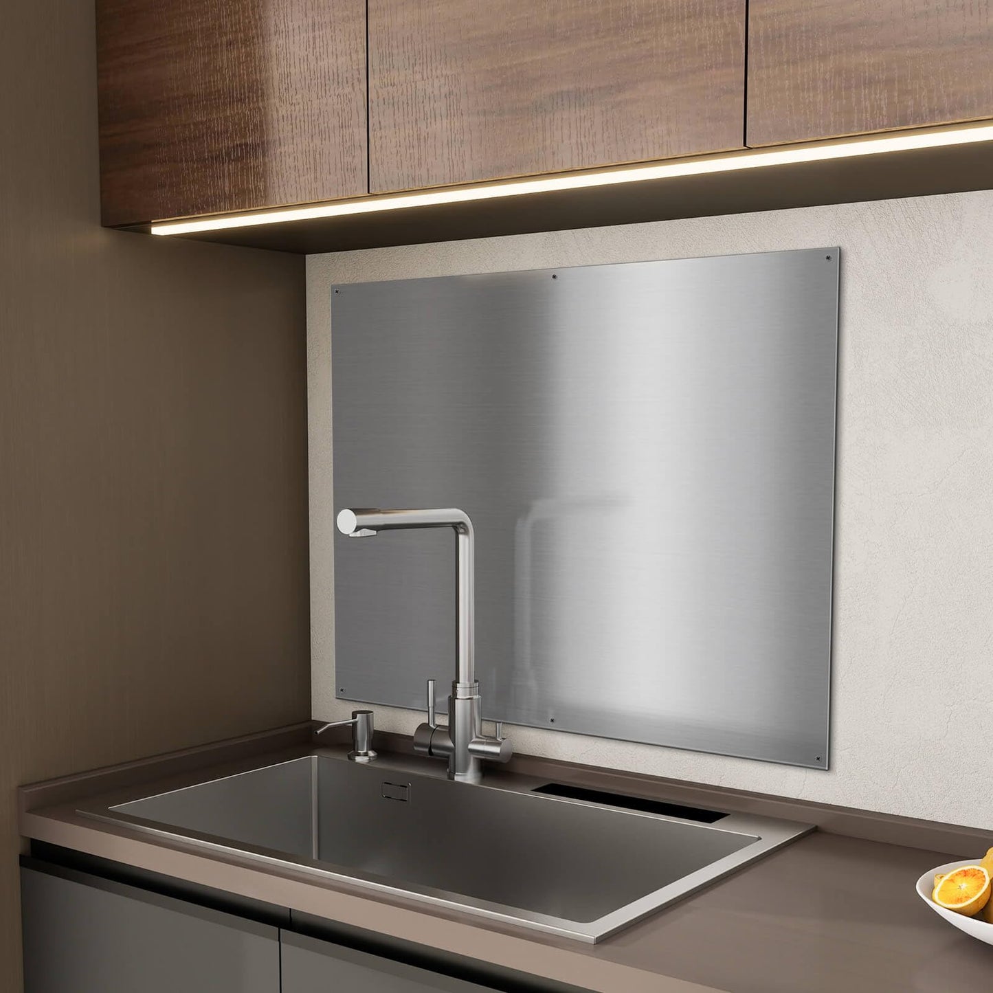 SNDOAS Stainless Steel Backsplash for Stove 30"x24" Stove Backsplash Protector for Wall w/ 6 Pre-Drilled Holes,Ultra Thin Brushed Metal Panel Splatter Guard, Heat&Oil Resistant,Easy Install