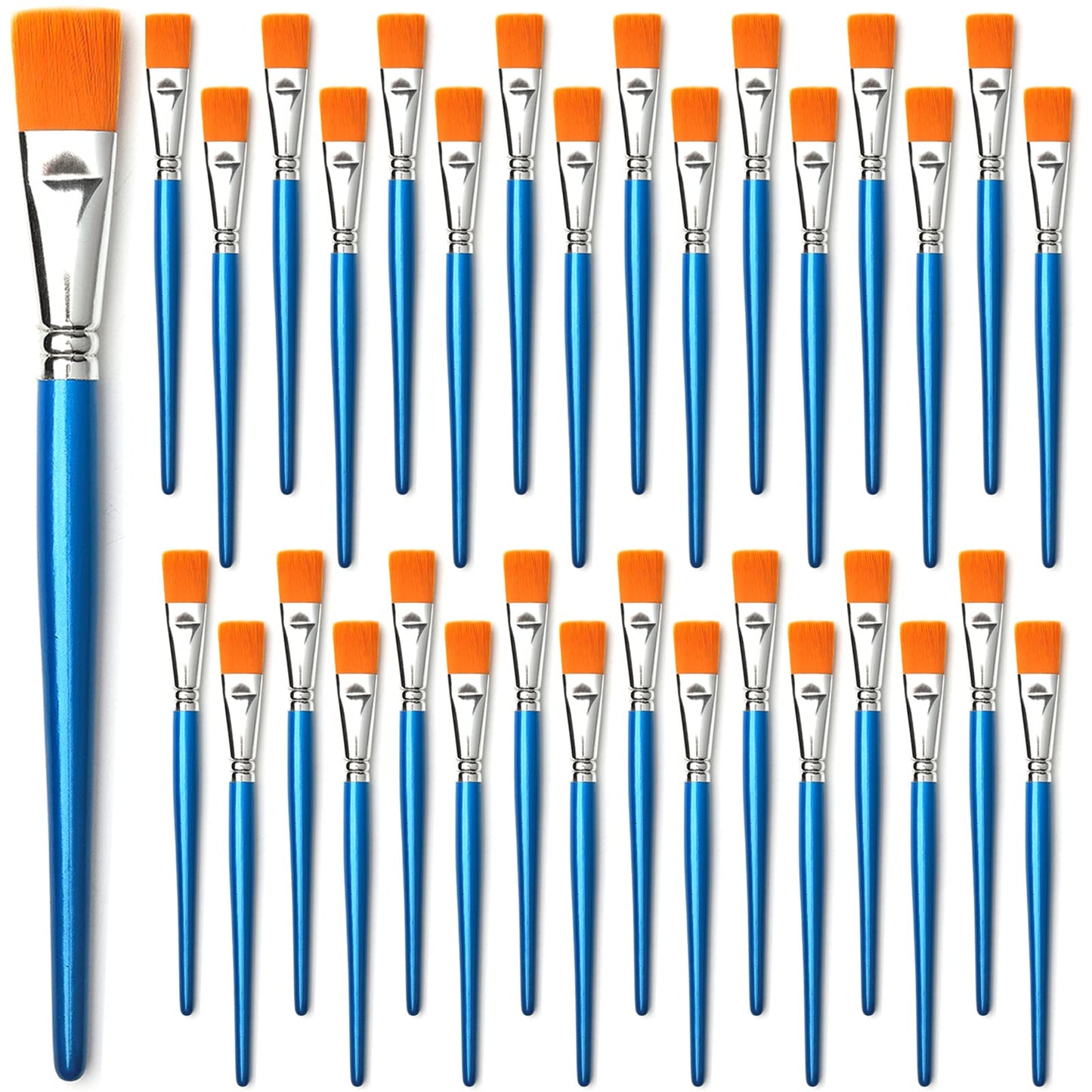 1 inch Flat Paint Brushes for Acrylic Painting, 32 Pieces Large Acrylic Paint Brushes Bulk for Acrylic, Watercolor, Oil, Crafts, Face Body Art