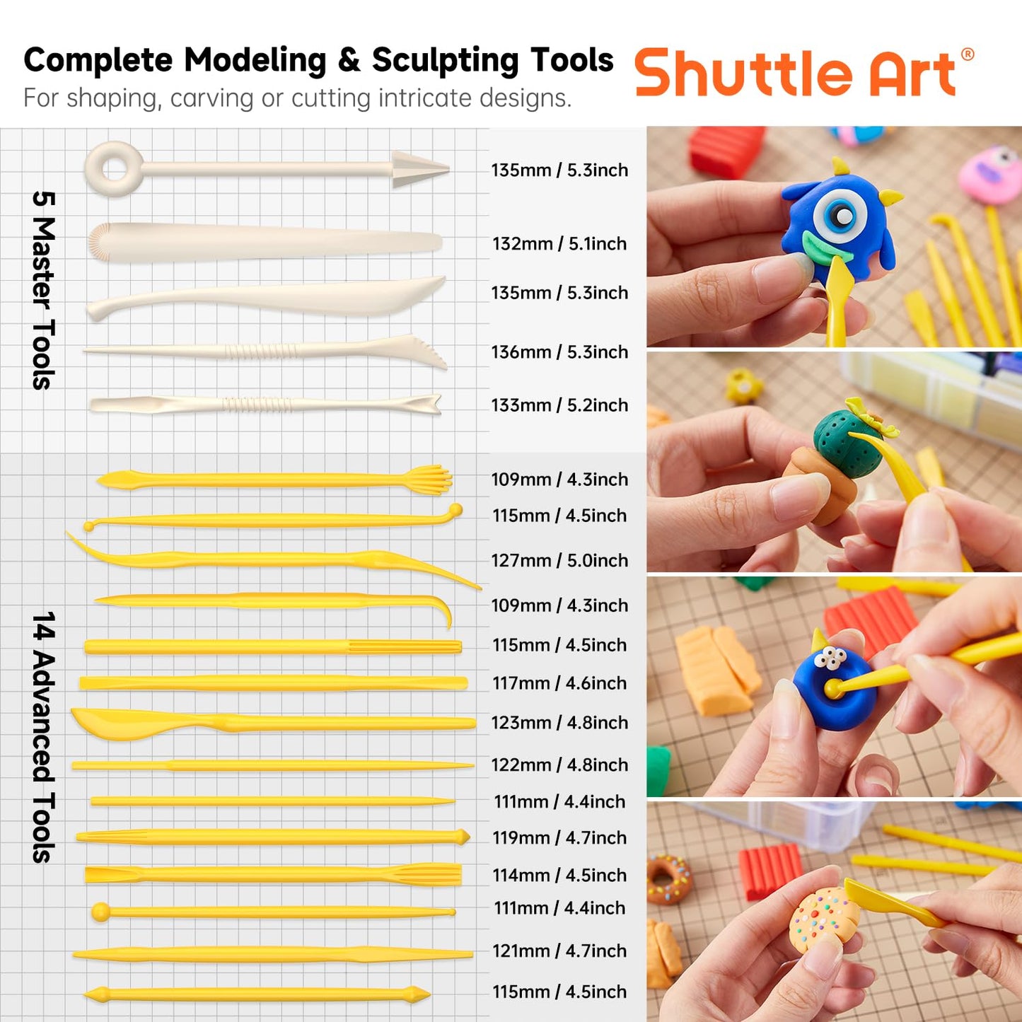 Shuttle Art Polymer Paste, 50 Colours of Modelling Clay with Modelling Tools Accessories, DIY Clay Kit Oven Bake, Non-Toxic for Children