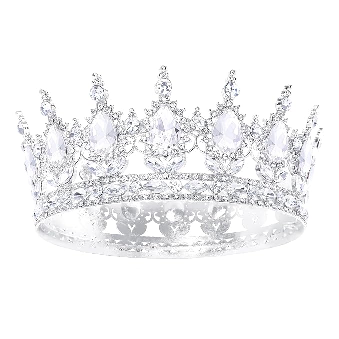 Silver Queen Crown for Women Crystal Tiara for Women Rhinestone Wedding Headband for Bride Hair Accessories for Costume Birthday Party Prom Gifts