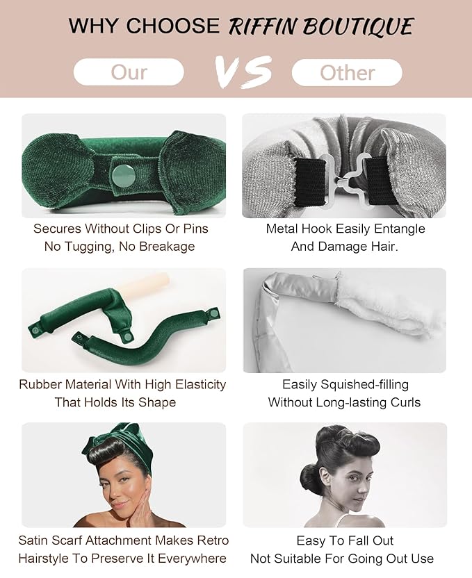 Littles Heatless Curls Overnight Rods No Heat Hair Curlers to Sleep in Foam Soft Hair Rollers for Short & Long Hair Blowout Look, Heatless Flexible Curling Rod Set with Satin Wrap for Sleeping