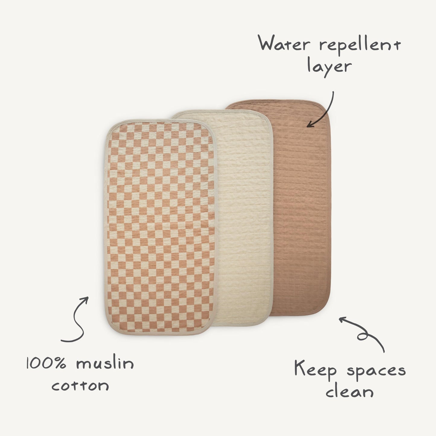 mushie Water Repellent Changing Pad Liners | Made with Organic Cotton | Set of 3 (Retro Flowers Combo)