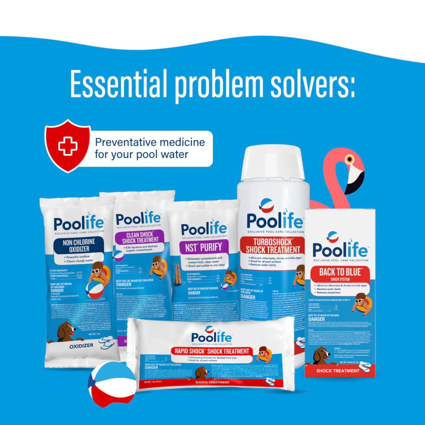 Poolife Rapid Shock for Pool’s Algae, Bacteria, Contaminant Removal - Fast-Dissolving, CYA-Free Calcium Hypochlorite Pool Shock for Clean Water - Chlorine Granules for Above/Inground Pools - 1lbx6 Bag