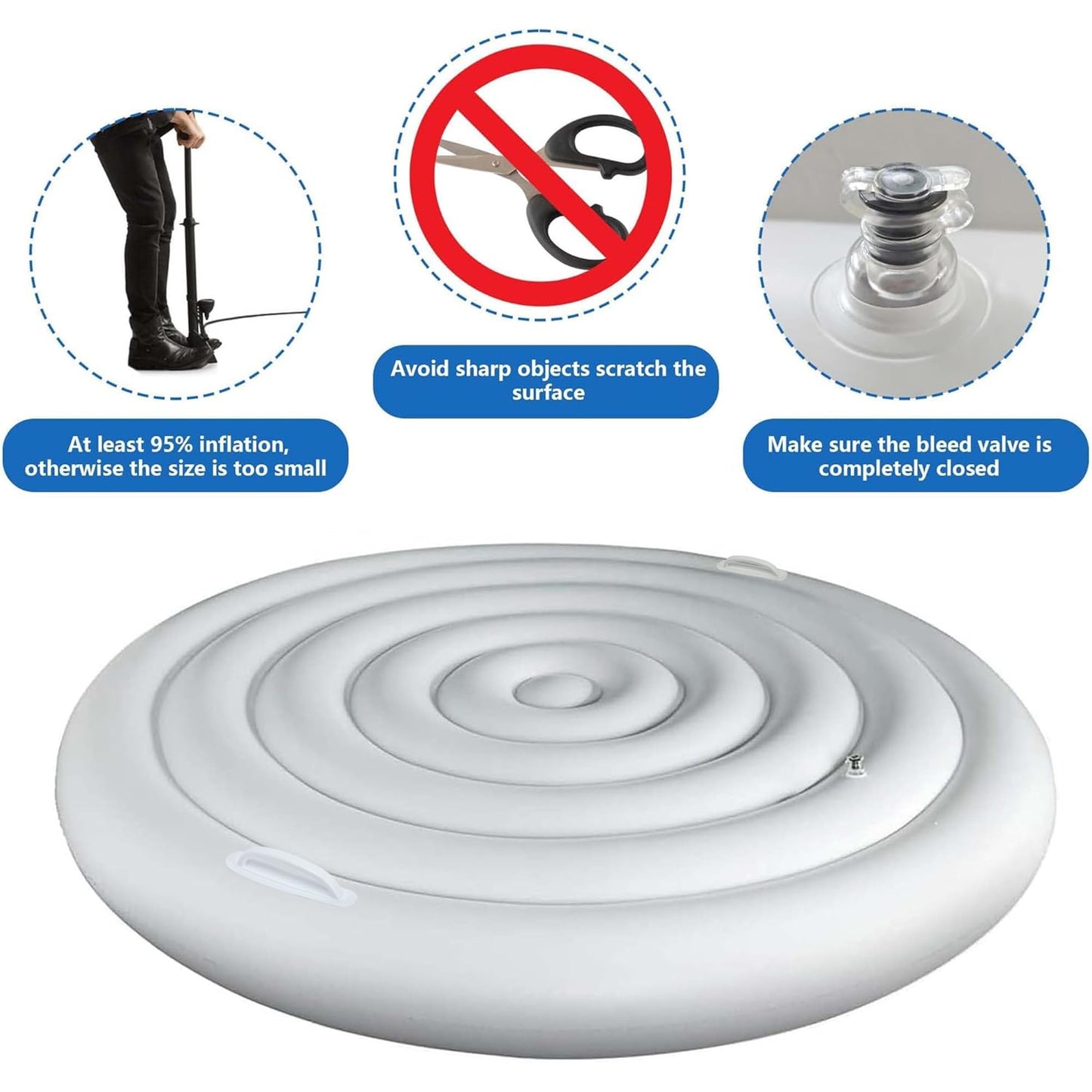 Tlswshsy 5.4 Ft Inflatable Hot Tub Cover- Energy Saving Lid for Round Hot Tub- Foldable Protective Rain Overflow Cover for Outdoor Inflatable Hot Tubs