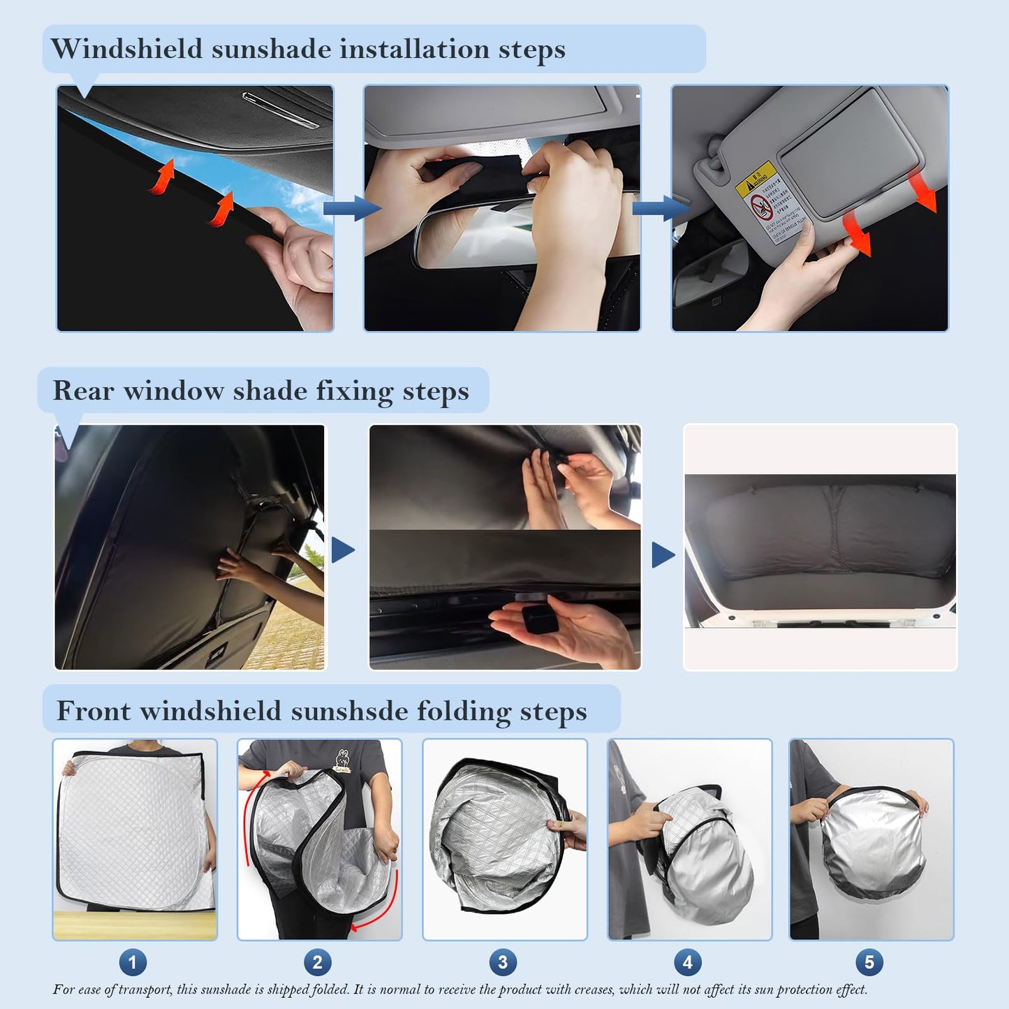 KMF 8pcs Full Thicken Sun Shades for 2025 2026 Tesla Model Y Juniper Accessories, Tesla Y Privacy Car Window Covers for Windshield Side Rear, UV Block and Blackout for Camping Outdoor
