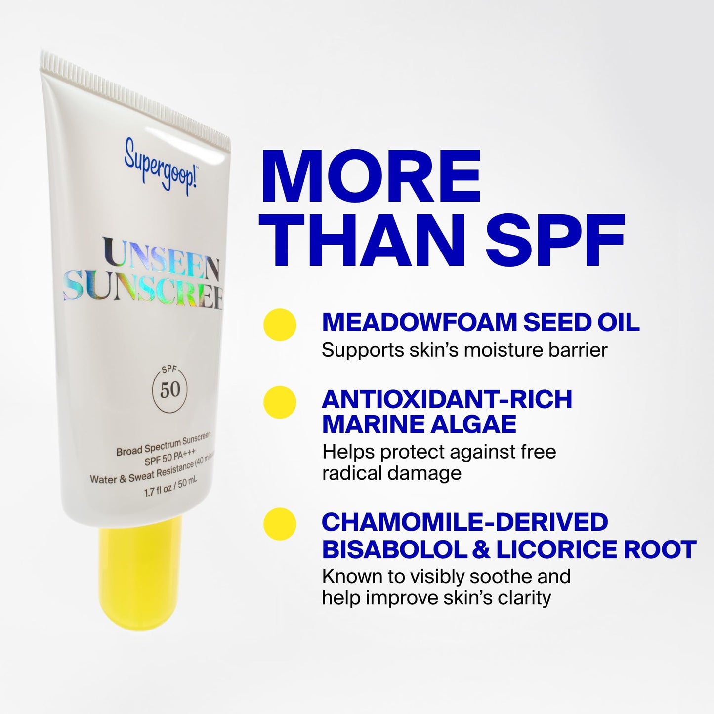 Supergoop! Unseen Sunscreen - SPF 50 - Clear & Invisible Face Sunscreen + Broad Spectrum + Makeup-Gripping Primer - Weightless, Scentless, Oil Free - For All Skin Types & Tones - 1.7 fl oz