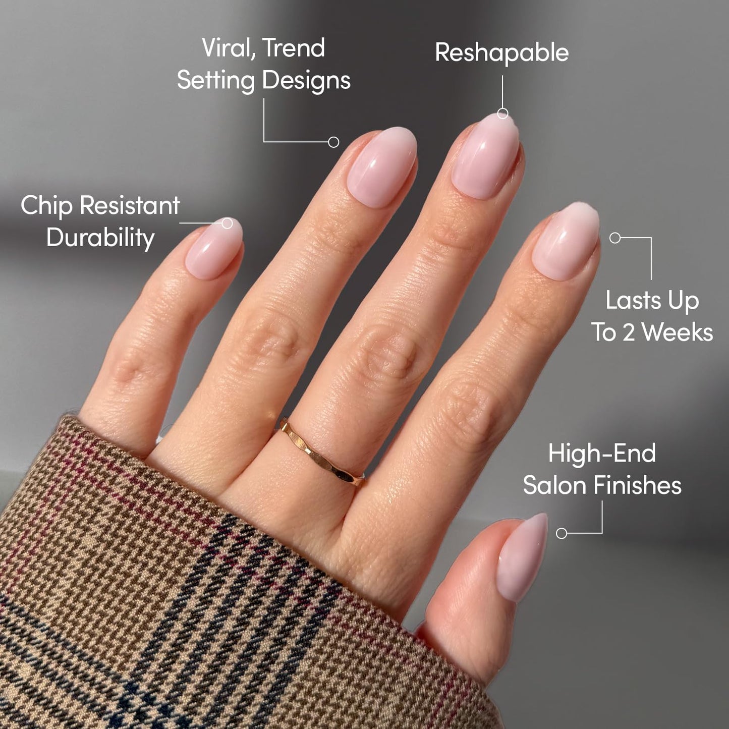 Glamnetic Press On Nails - Doll Cheeks | Short Oval Pink Fake Nails, Salon Quality Milky Nails | 15 Sizes - 30 Nail Kit with Glue