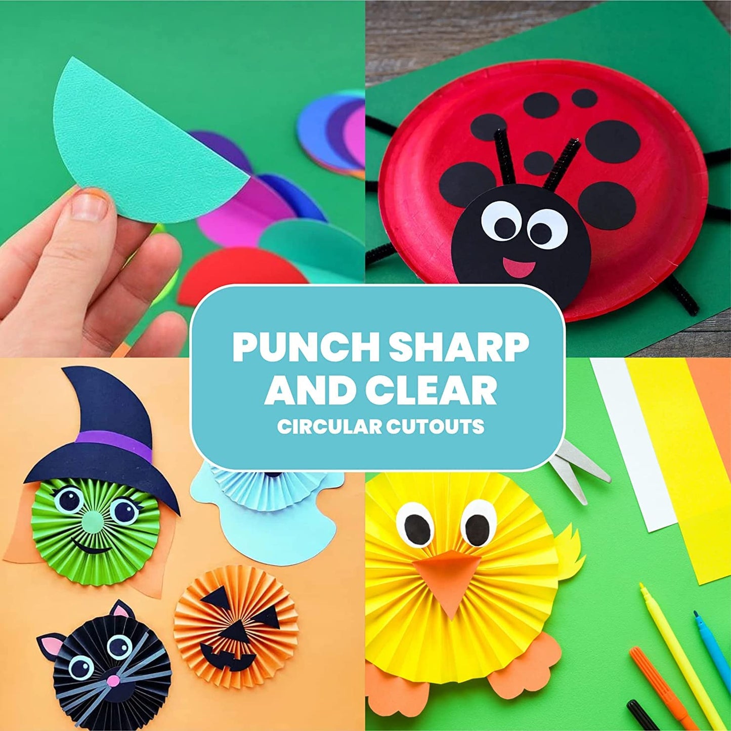 BearBoss 3 Inch Circle Punch, Hole Punch Shapes, Paper Punch Set for Scrapbooking Festival Paper Greeting Card DIY Albums Photos (Classic White)