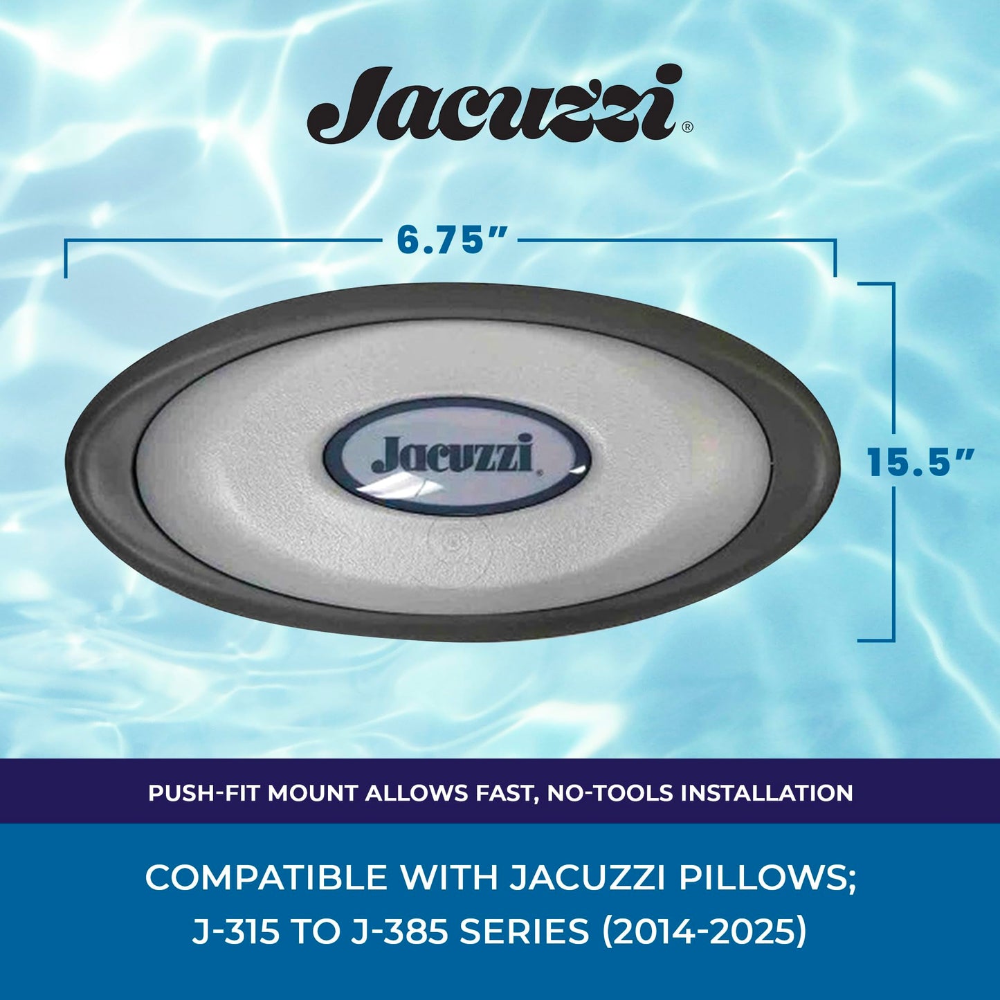 Jacuzzi J-300 Series Oval Pillow Insert + Back Mount, Replacement Spa Pillow for Hot Tub, Comfortable Headrest Cushion with Easy Installation, Durable Vinyl Design for Relaxing Soaks & Spa Upgrade