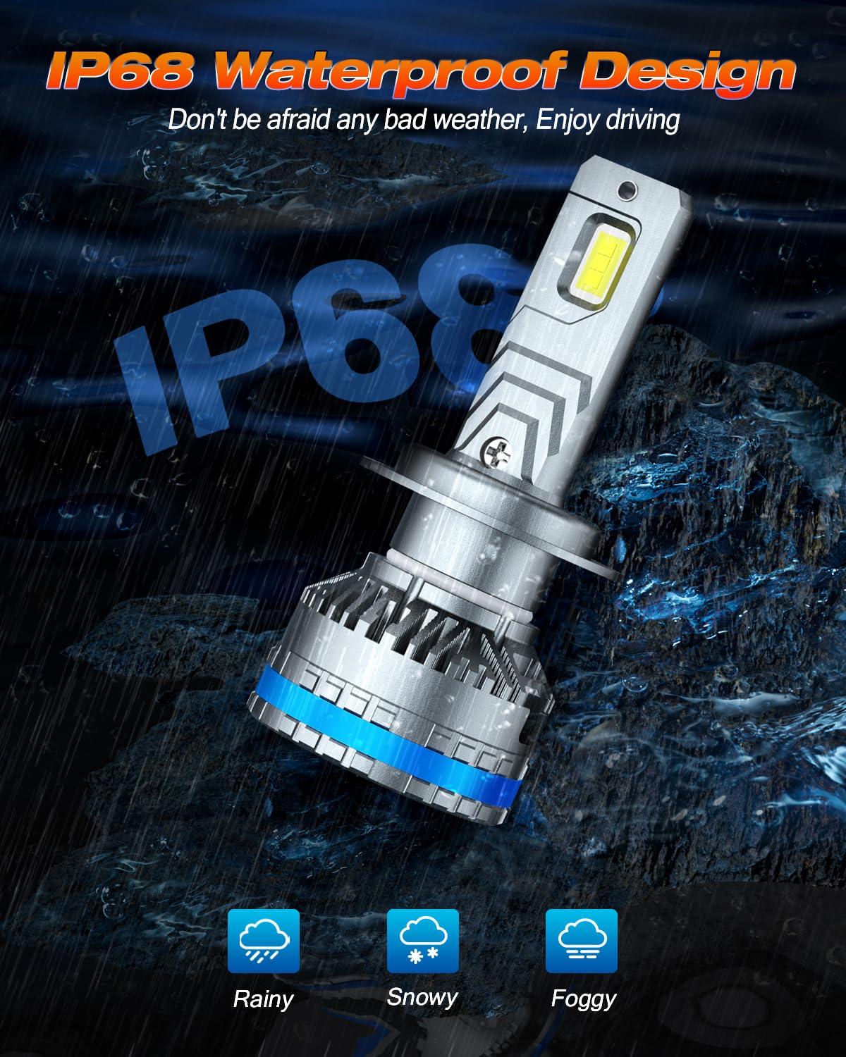 FAHREN Upgraded H7 Fog Bulbs, 120W 70000LM H7 tire lights, Plug and Play, Pack of 2