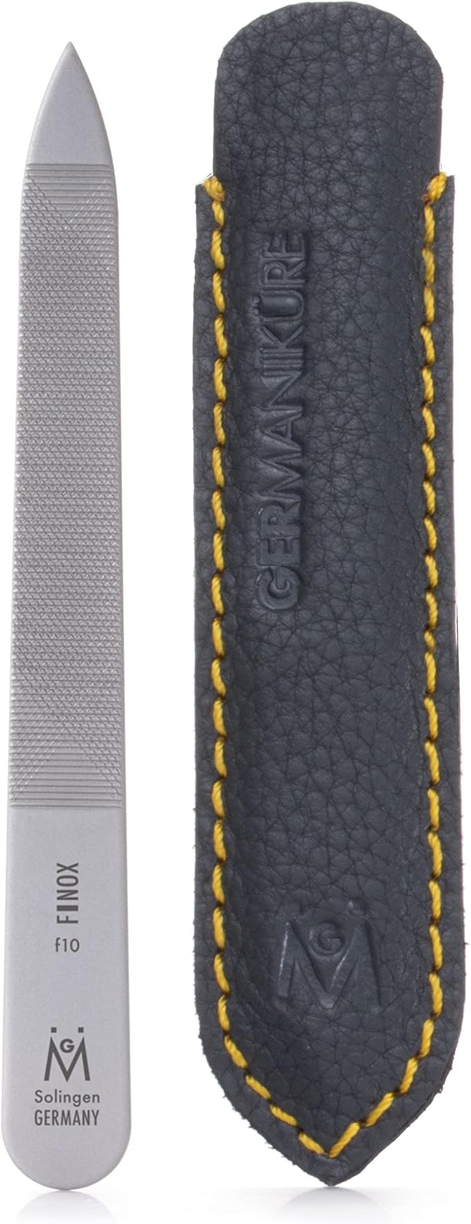 GERMANIKURE Travel Triple Cut Metal Nail File, Ethically Made in Solingen Germany, FINOX Stainless Steel, Double Sided, 9cm