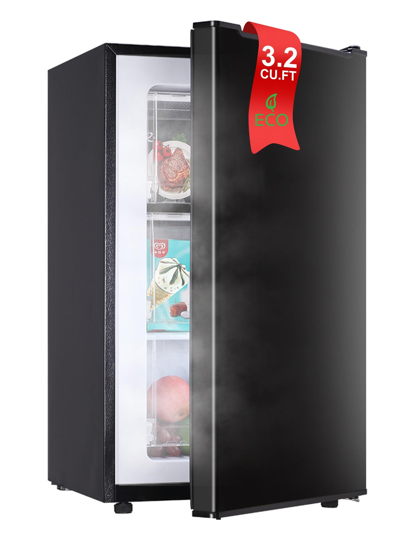 Upright freezer 3.2 Cu.Ft Mini Freezer with Reversible Door - Stand Up Freezer w/3 Adjustable Thermostat - Freestanding Compact freezer w/3 Plastic Baffles for Kitchen/RV/Dorm/Apartment,Ultra-Quiet