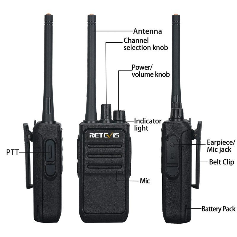 Retevis RT17 Walkie Talkies Long Range for Adults,Rechargeable 2 Way Radios with USB Charger Base, Lightweight Two Way Radio with 1200mAh Battery, Handsfree for Family Skiing Hunting Gifts(4 Pack)
