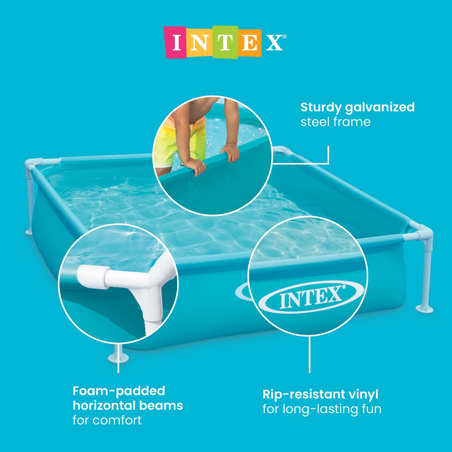 Intex 4 Foot x 12 Inch Miniature Durable Vinyl Outdoor Above Ground Frame Kiddie Swimming and Teaching Baby Pool for Ages 3 and Up, Blue