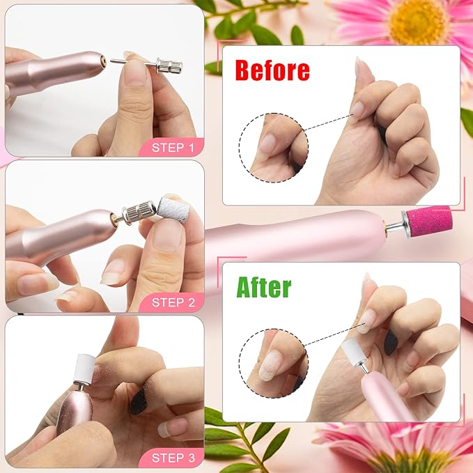 100Pcs Nail Sanding Bands for Nail Drill 240Grit, Fine Grit Nail Sanding Bands for Nail Drill with 3/32Ã¢ÂÂ Nail Sanding Bit for Natural Nail, Nail Drill Sanding Bands Set for Manicure & Pedicure