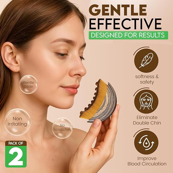 2PCS Lymphatic Contour Face Brush, Drainage Massager for Face & Neck, Chin Jawline Sculpting Tool, Ergonomic Design for Anti-Swelling & Fatigue Relief