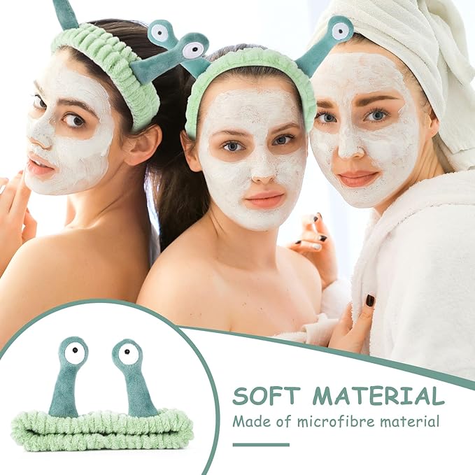 Face Wash Headband, Palm and Snail Spa Hair Bands Makeup Headbands Women Cartoon Cute Coral Fleece Elastic Headband Creative Hair Accessories for Washing Face Shower Sports (Fruit green)