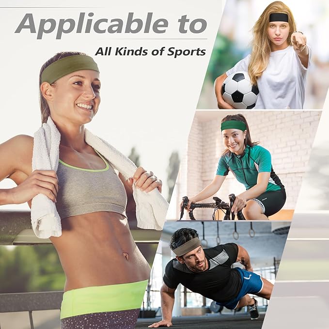DiyJibb Headbands for Women, Stretchy Non Slip Soft Cotton Cloth Hair Bands for Sports, Workout, Yoga and Running, 7pcs