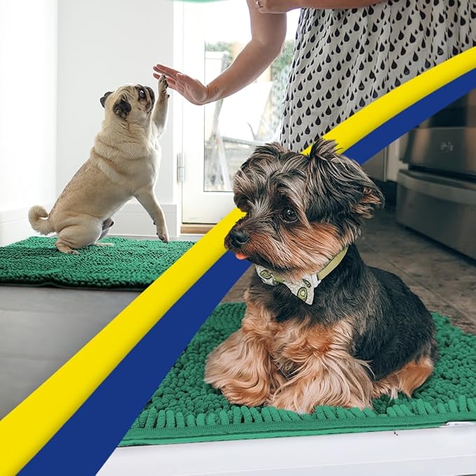 Muddy Mat® | Super Absorbent Door Mat Indoor, Microfiber Quick Dry Chenille Entryway Rug, Non-Slip Front Door Mat, Indoor Mats for Entryway, Machine Washable Pet Rug, Dark Green 30"x19"