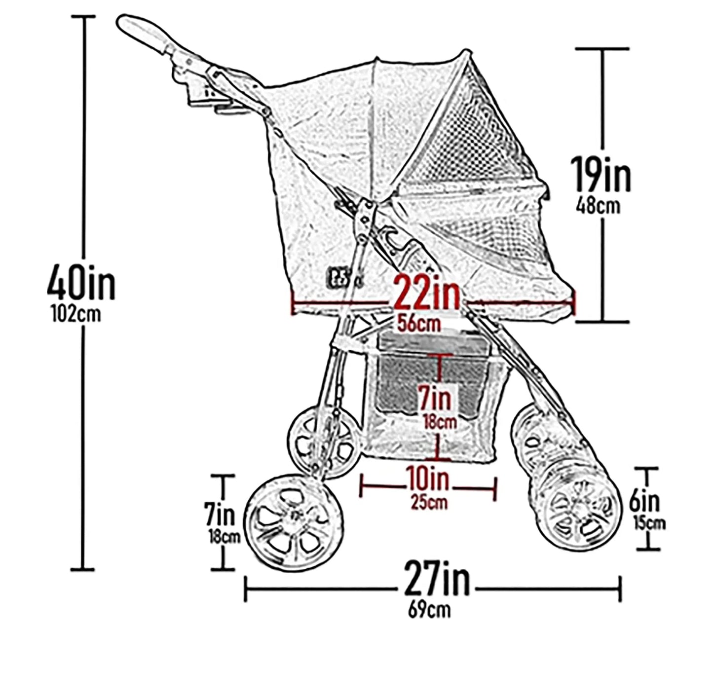 Pet Gear Happy Trails Lite Pet Stroller for Cats/Dogs, Zipper Entry, Easy Fold with Removable Liner, Safety Tether, Storage Basket, Titanium Grey