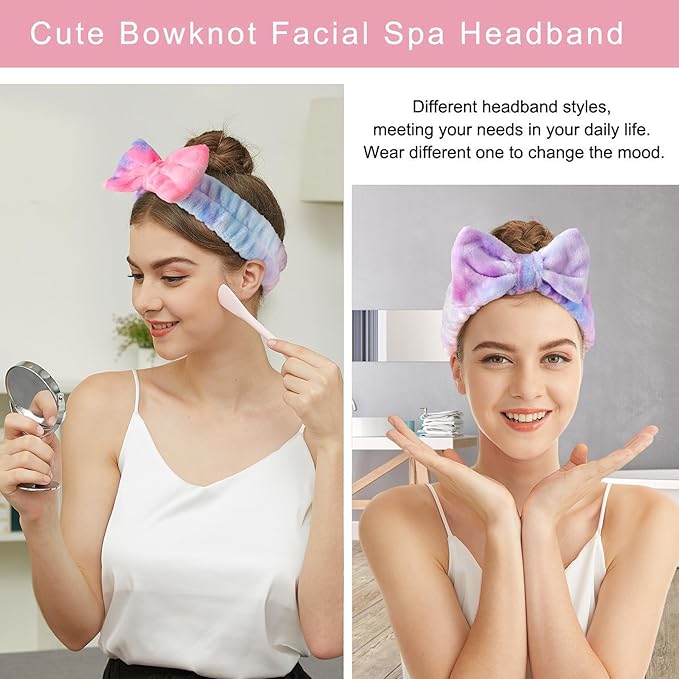 LADES Soft Skincare Headband – Adjustable, Comfortable & Stretchy Fabric, Cute Patterns for Makeup, Facial – Non-Slip, Headband for Hair Control