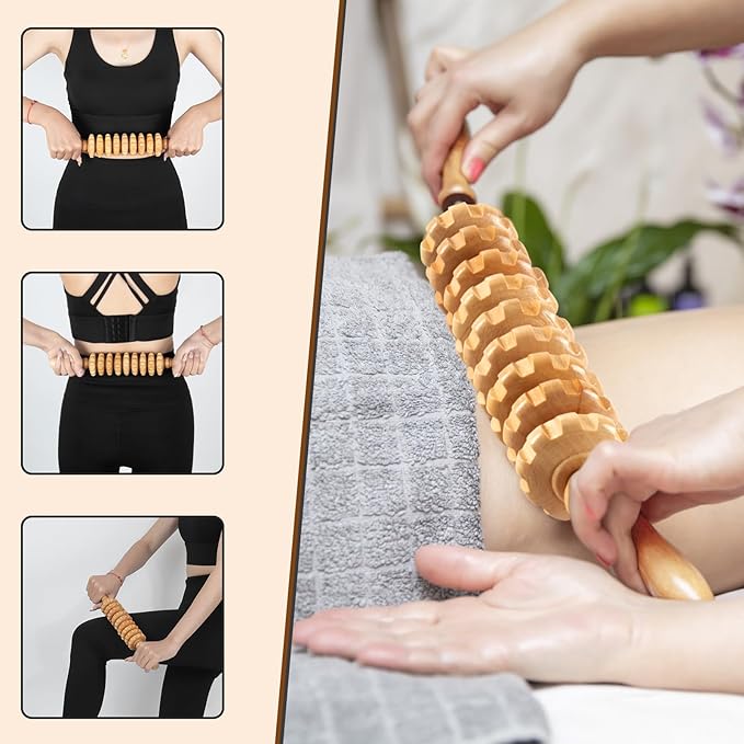 Wood Therapy Massage Tools 3 in 1,Wooden Lymphatic Drainage Massager Maderoterapia Kit Professional Body Cellulite Massager for Body Sculpting,Contouring,Relief Muscle,Anti-Cellulite