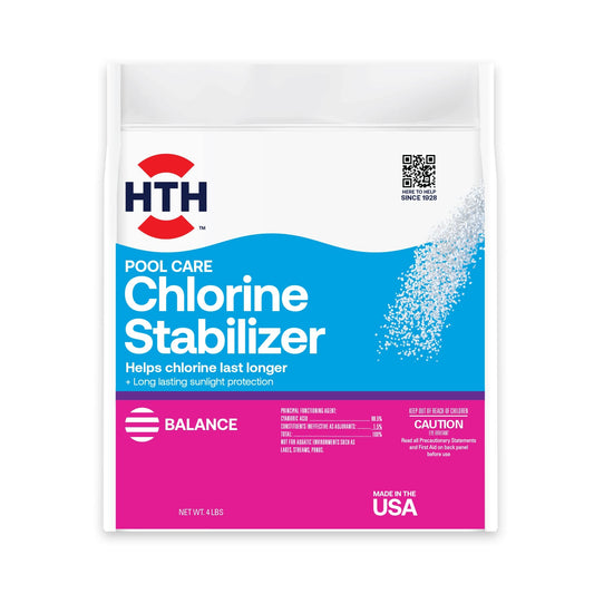 HTH 67061 Swimming Pool Care Pool Care Stabilizer, Swimming Pool Chemical Helps Chlorine Last Longer, Sunlight Protection, 4 Lbs