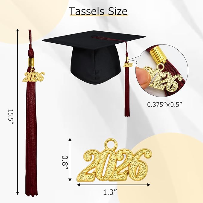 GraduationMall Single&Multiple Color Graduation Tassel with 2026 Year Charm 9"