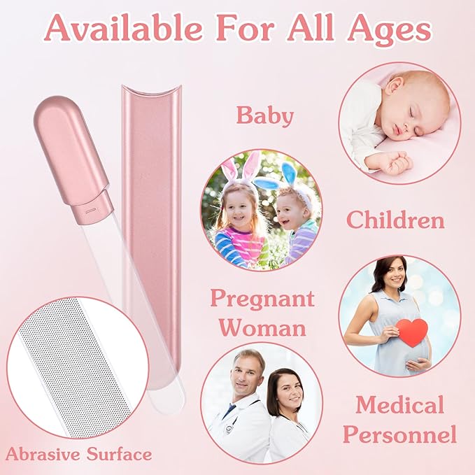 Glass Nail File with Case, Crystal Fingernail Manicure Files Professional Foot Nail Care Tool Home Salon Beauty Shaping Polisher Buffer for Women Mom Sister Girlfriend Friends Christmas