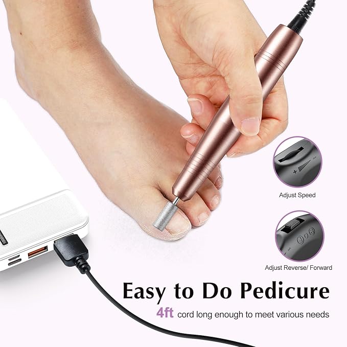 COSLUS C40 Electric Nail Drill File Professional: for Acrylic Gel Dip Powder Nails Portable Nail Machine Kit Manicure Pedicure Tools Polishing Set with Nail Drill Bits Sanding Bands