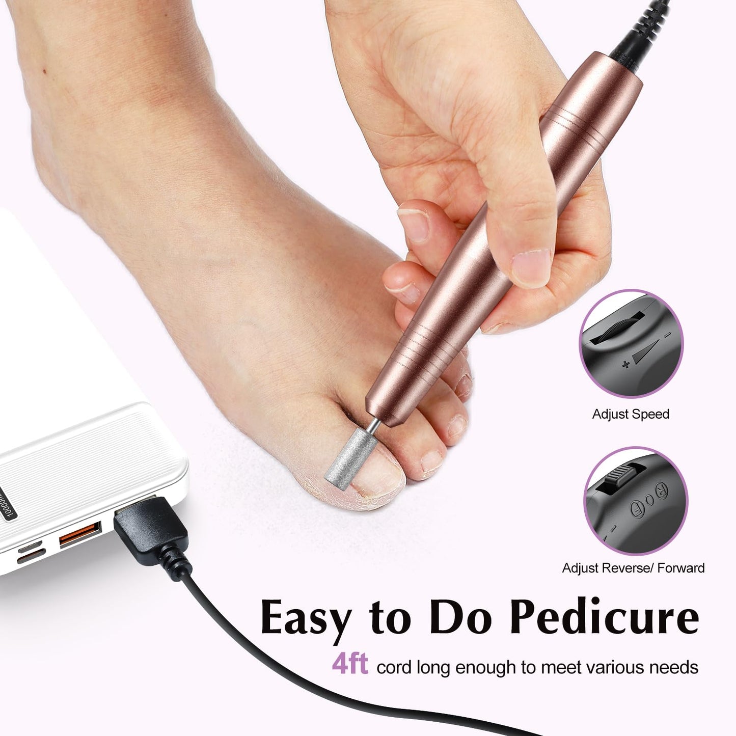 COSLUS C40 Electric Nail Drill File Professional: for Acrylic Gel Dip Powder Nails Portable Nail Machine Kit Manicure Pedicure Tools Polishing Set with Nail Drill Bits Sanding Bands