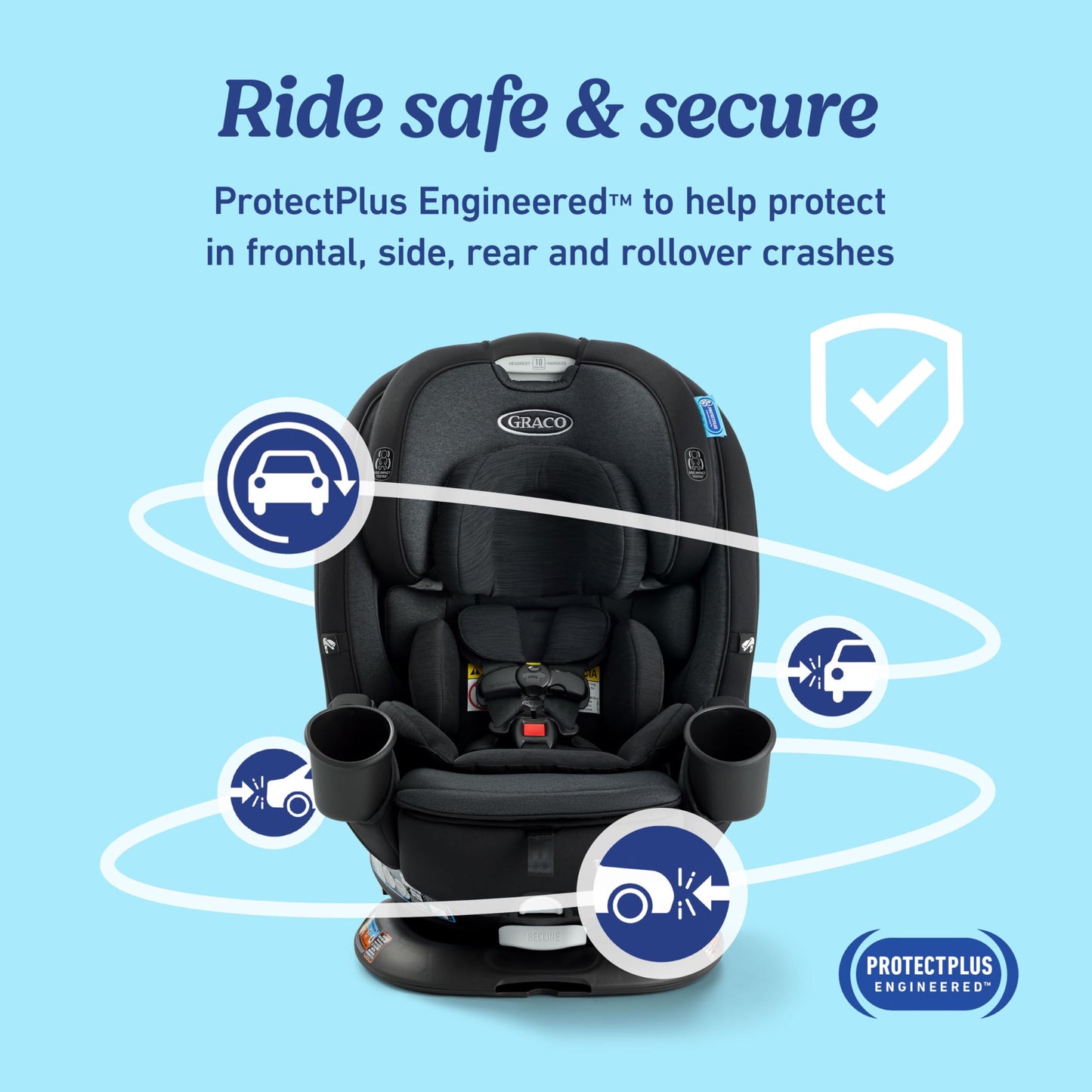 Graco Turn2Me 3-in-1 Rotating Convertible Car Seat, Brighton, Rear-Facing Rotation Only, Forward-Facing Mode, Highback Booster Up to 100 lbs, Adjustable Headrest & Harness, Steel Reinforced Frame