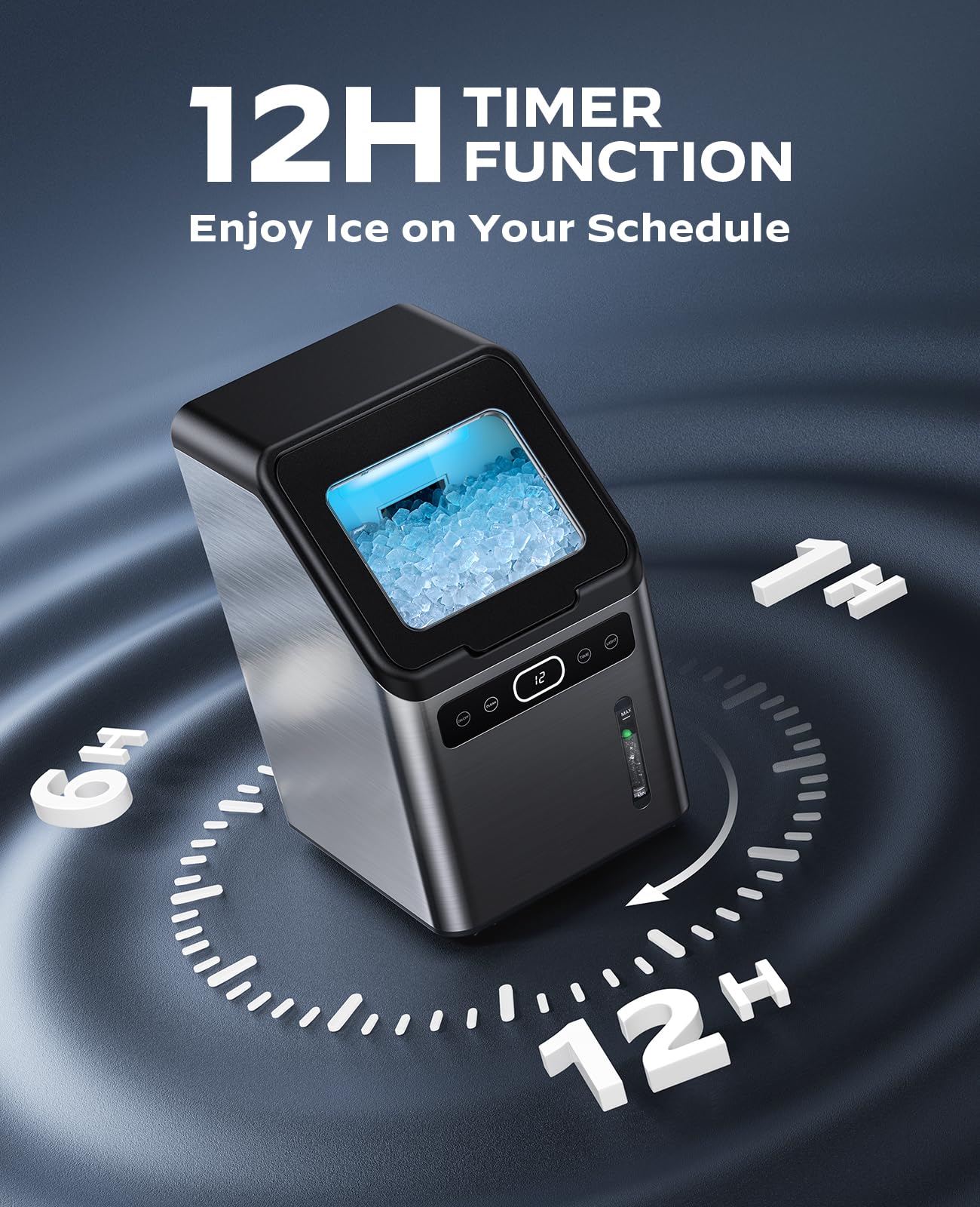 Totnz Nugget Ice Maker Countertop, 44lbs per Day with Self-Cleaning Function，Timer Pebble Ice Maker with Soft Chewable Ice for Home Kitchen Office Bar Party,Stainless Steel