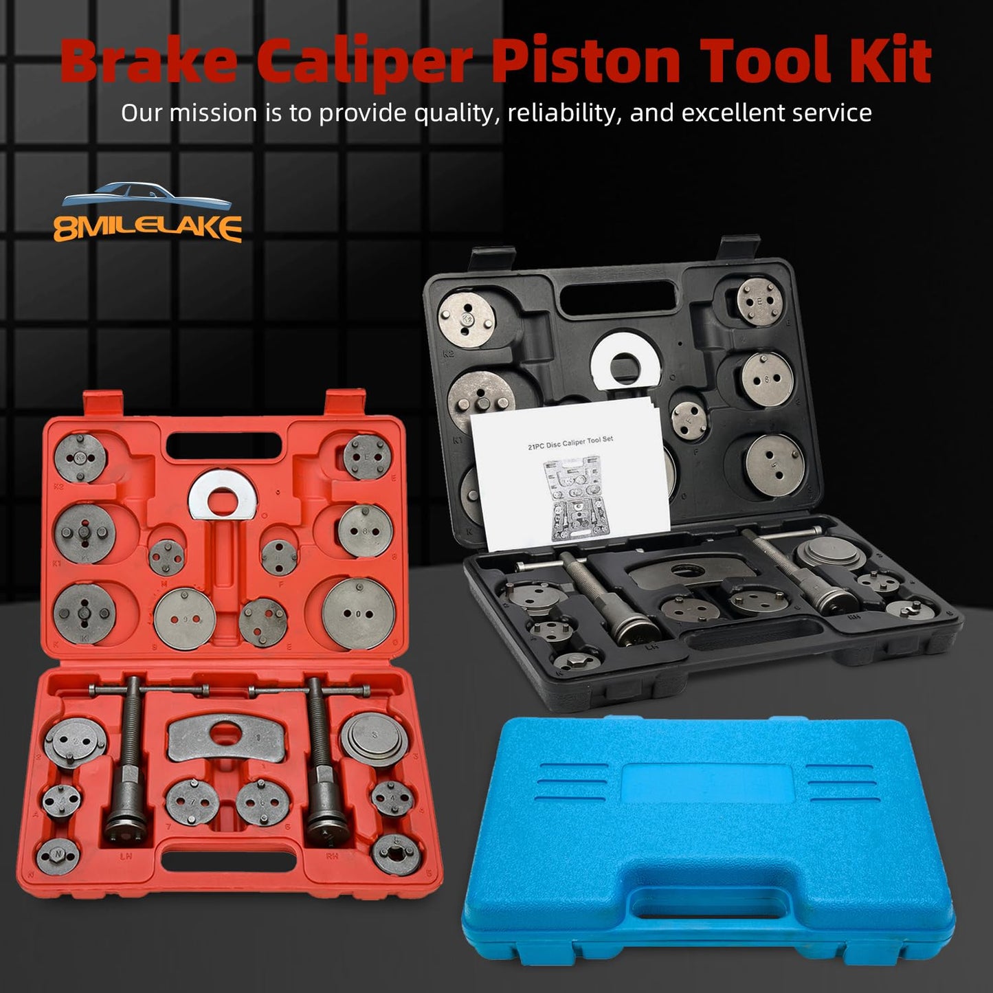 8MILELAKE Disc Brake Caliper Compressor Wind Back Tool 24pc Professional Caliper Tool Set