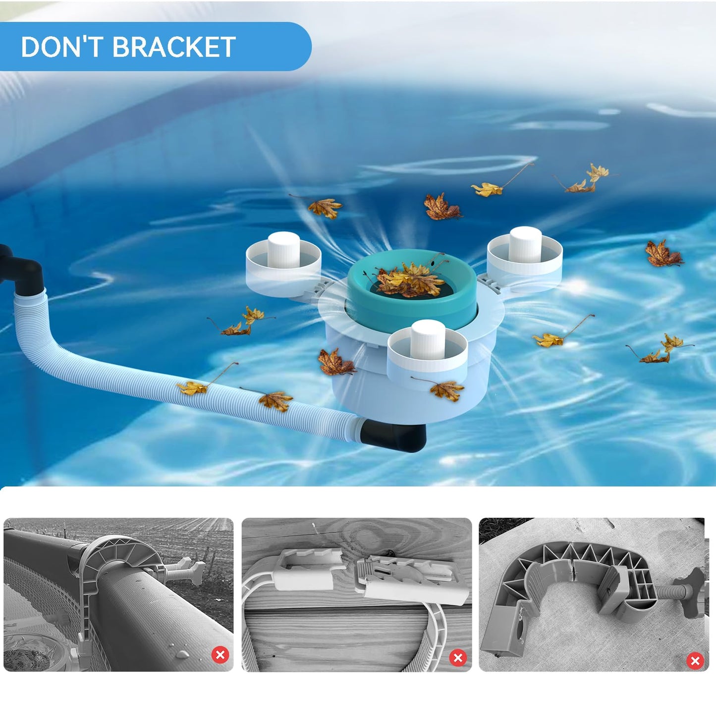JJ JIANJIN Above Ground Pool Skimmer,No Installation Required, no Adjustable Bracket Required,Comes with 10 Filter Socks, Special Note: The Pool Pump Flow Rate Must not Exceed 1100 GPH(Turquoise)