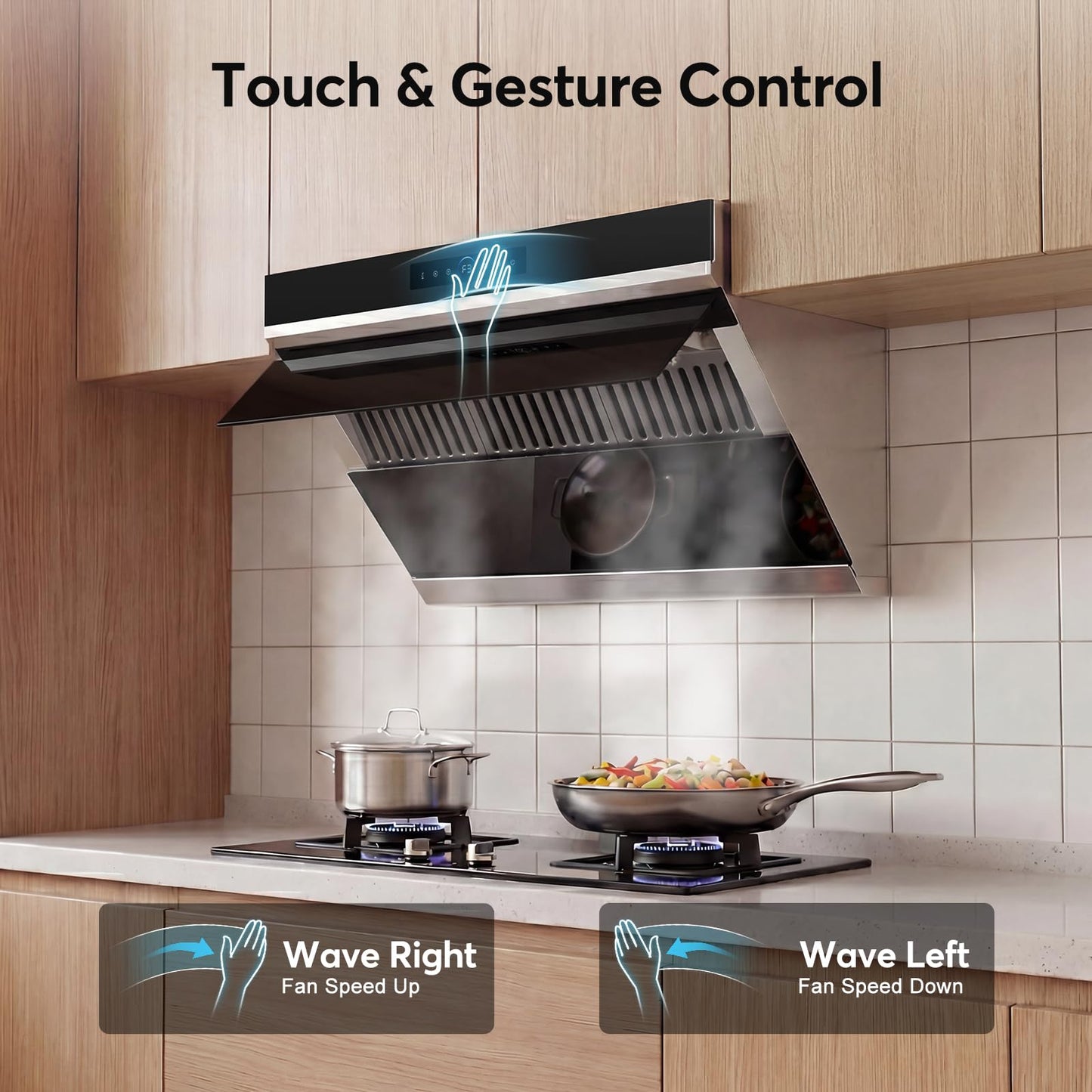 30 inch Under Cabinet Range Hood 900 CFM, Ducted/Ductless Convertible, 4 Speed Kitchen Vent Hood with Touch & Gesture Control, dimmable LED, Timer