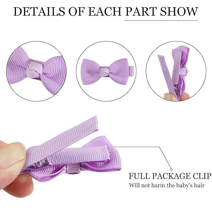 CÉLLOT Baby Hair Clips 40PCS Fully Lined Tiny 2" Hair Bows Alligator Clips for Infants and Toddlers in Pairs