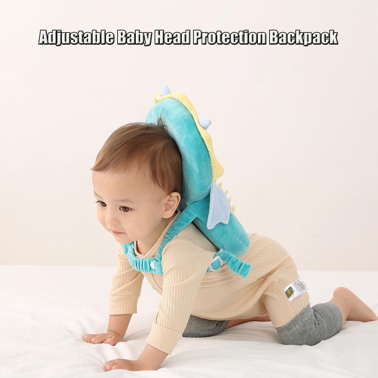 Feidoog Baby Head Protector Cushion Backpack with 3 Knee Pads for Walking & Crawling,Dragon