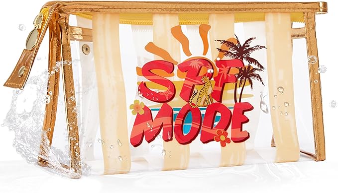COSHAYSOO Sunscreen Bag Clear Makeup Toiletry Pouch Beach Vacation Essentials for Women Teen Girls Trip Gifts Summer Pool Travel Must Have Accessories Waterproof Stuff