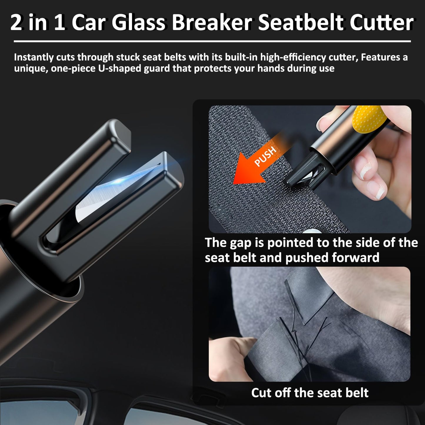smosun Safehammer - 2026 Upgraded Safe Hammer Glass Breaker Under Water, Car Hammer Seatbelt Cutter Window Breaker Emergency Escape Tool, Safehammer Glass Breaker for New Cars (3PCS)