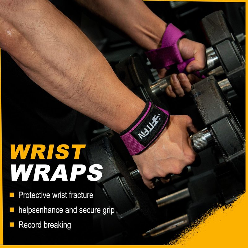 FITFIV Lifting Straps for Weightlifting, Lifting Wrist Straps for Gym Strength Training, Neoprene-padded Wrist Cushion - Men & Women