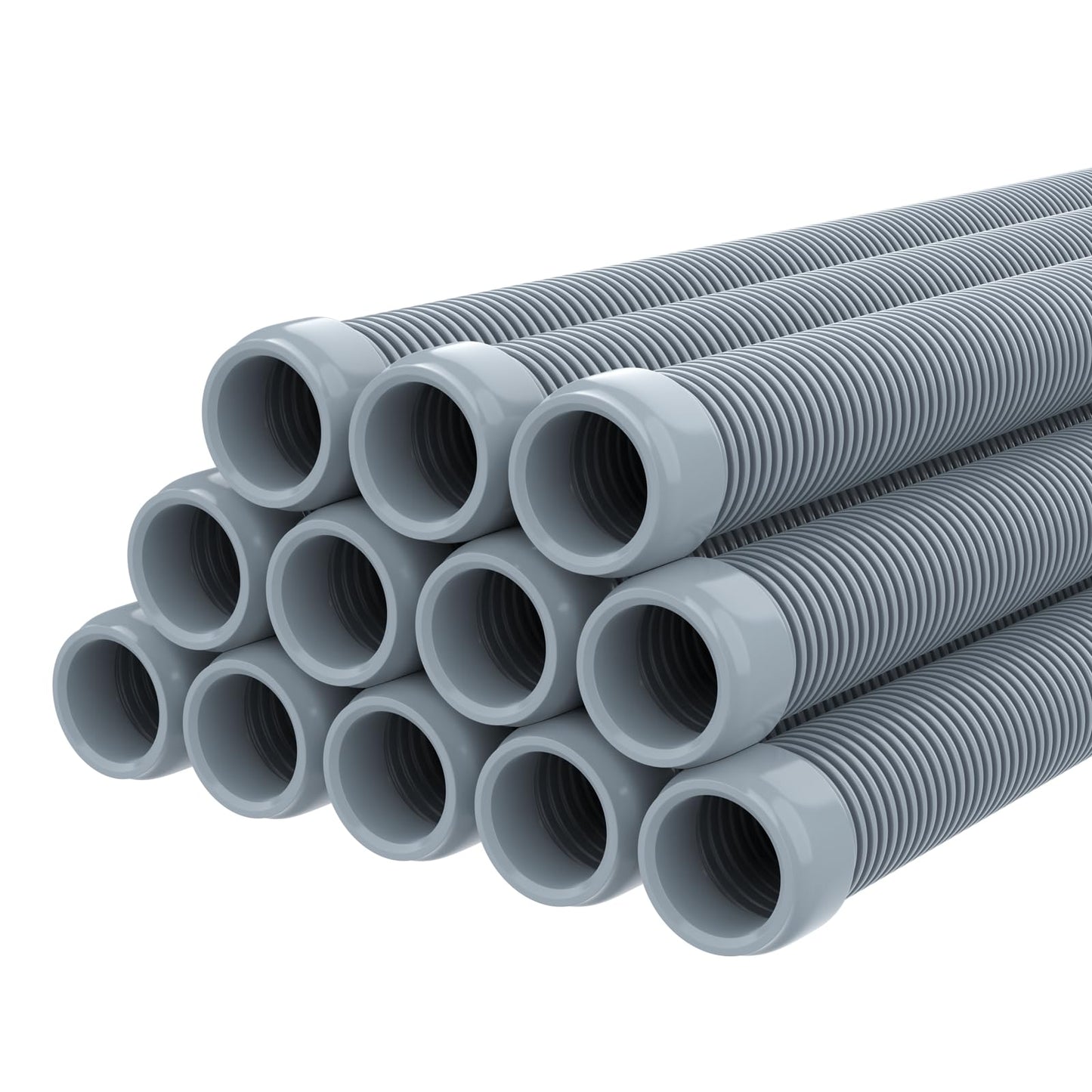 Poolvio Pool Vacuum Hose 40 Feet (12 x 40 Inch), 1.5 Inch Cuffs, Compatible with Most Inground Pool Automatic Cleaners, Gray